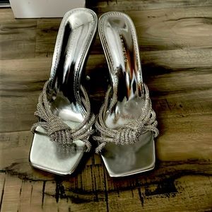 BRAND NEW Silver Wedge Rhinestone Heels ☺️